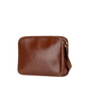 Gucci Shoulder Bag Logo Brown Leather
